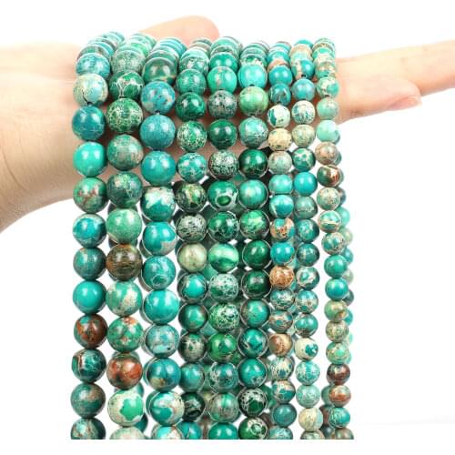 Green Variscite Emperor Natural Stone Beads African Turquoises Howlite Loose Spacer Beads For Jewelry Making Bracelet DIY 4-12mm