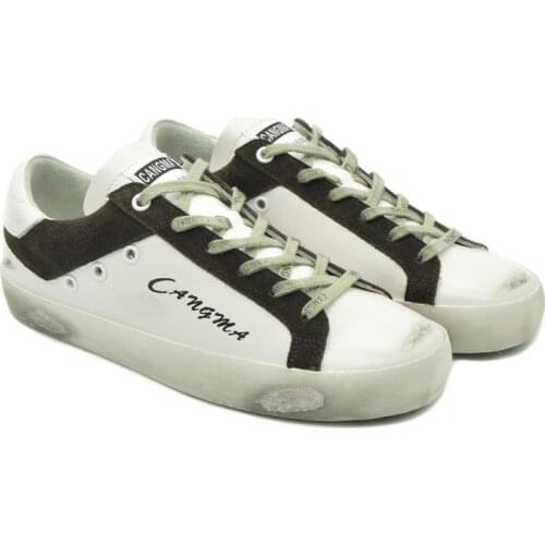 CANGMA Luxury Brand Designer Shoes White Women Casual Shoes Genuine Leather Bass Cow Suede Lace Up Platform Sneakers Female