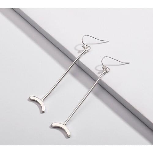 LUNA CHIAO Fashion Trendy Simple Matte Gold Metal Bar Pendant Drop Earrings for Women