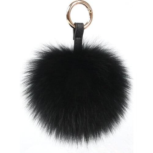Luxury fox fur Ball fluffy keychain Pendant Keyring for bag accessories PomPom Key chains Bag Charm women sister birthday gift