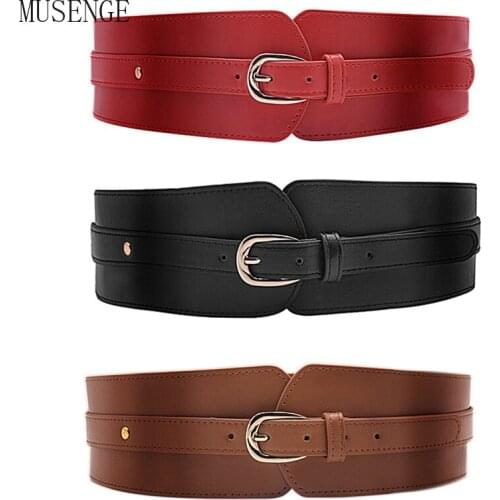 Women Dress Belt Corset Fashion Coat PU Leather Belt for Women Pin Buckle Women Strap Dress Cummerbunds Mid-waisted Wide Belt