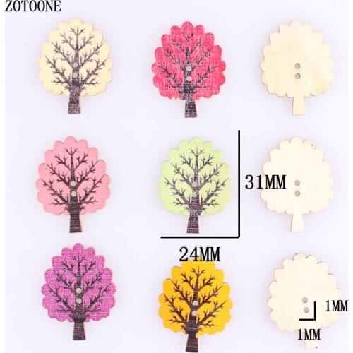 ZOTOONE Mix Random Colorful Trees Shaped Wooden Buttons 2 Holes Scrapbooking Products Sewing Buttons Craft for Kids A