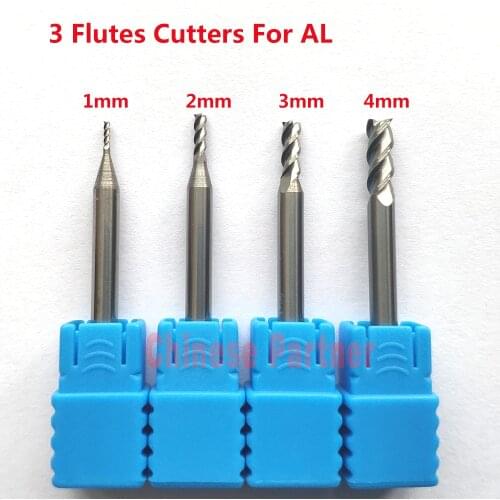 1mm/2mm/3mm/4mm hrc45 3Flute end mill for Aluminum milling cutter Tools Carbide CNC Endmill Router bits