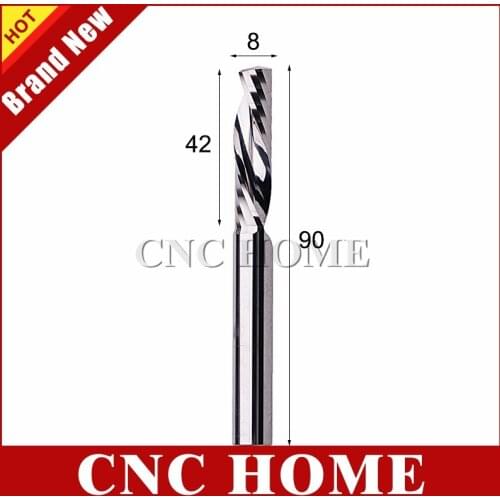 1pc 8*42mm Import K66 Carbide End Mill One Flute Down Milling Cutter Left Spiral CNC Router Bit for Wood MDF Acrylic 8mm Shank