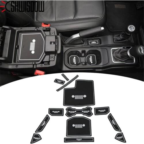 1pcs Interior Mouldings Pads for Jeep Wrangler JL 2018 Car Cup Mat Gate Slot Mats Carpets Pads Interior Decoration White / Red