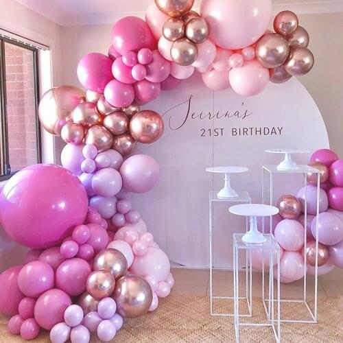 126 pcs High Grade Latex Balloons Pink and Rose Gold Combination Balloon Birthday Party Wedding Globos Decoration Wholesale