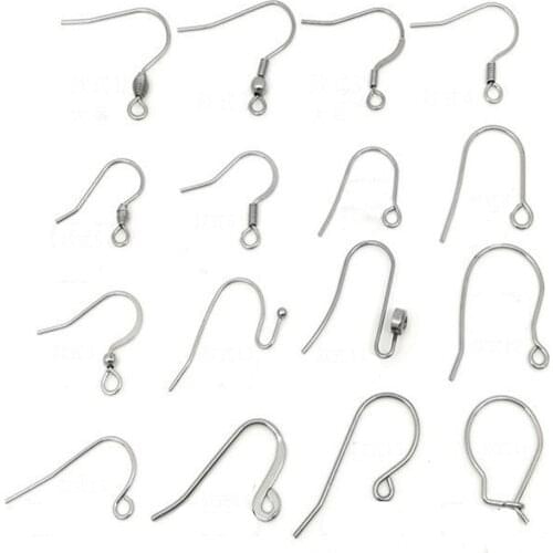 50pcs/lot 12 Styles Stainless Steel Earrings Wire Hook Earring Hooks for DIY Earrings Jewelry Making Findings