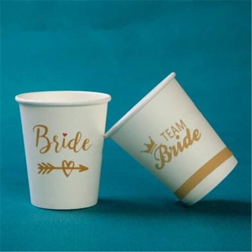 50pcs/pack Wedding Decoration Wedding Disposable Paper Cup Bridal Shower Tableware Bachelor Party Supplies Team Bride To Be Cups