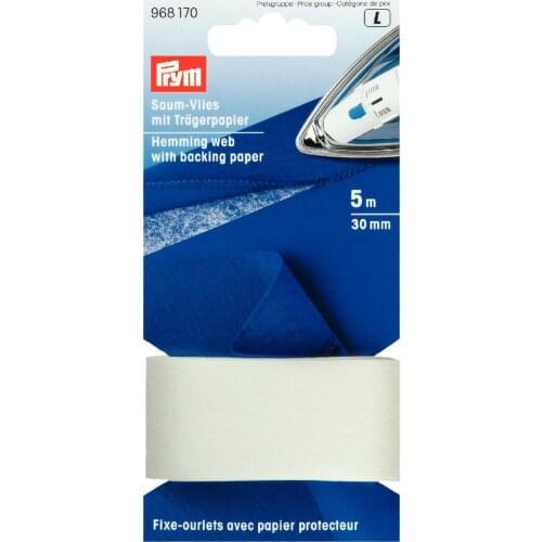 968170 Germany PRYM Hemming web with iron-on backing paper, 30mm, white