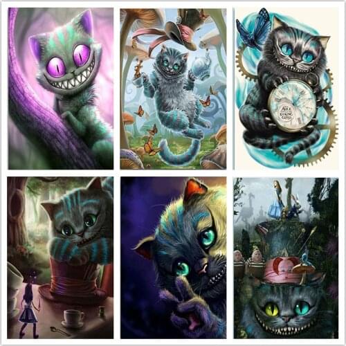Diamond Painting Alice In Wonderland Full Grid Diamond Embroidery Cross Stitch Love Cheshire Cat Diamond Mosaic Home Deco Ep122