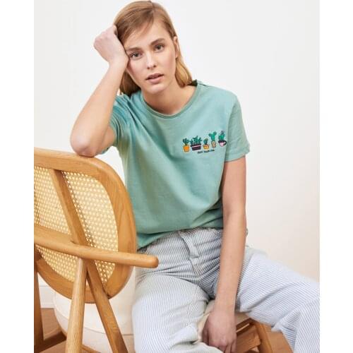 Trendyol Embroidered Basic Knitted T-Shirt TWOSS20TS0103