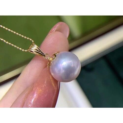 D318 Fine Jewelry 18K Yellow Gold Natural Fresh Water White Pearl 10-11mm Pendant Necklaces for Women FIne Pearls Pendants