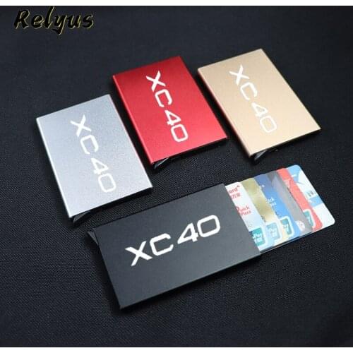 Anti-theft ID Credit Card Holder Men Women Porte Carte Thin Aluminium Wallets Pocket Case For Volvo XC40 XC 40 Auto Accessories
