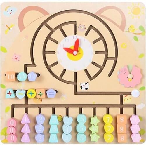 ChildrenS Digital Clock Addition And Subtraction Operation Teaching Aid Double-Sided Learning Board Game Educational Toy