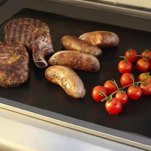 Dropshipping Non-stick BBQ Grill Mat 40*33cm Baking Mats Cooking Grilling Sheet Heat Resistance Easily Cleaned Kitchen For Party