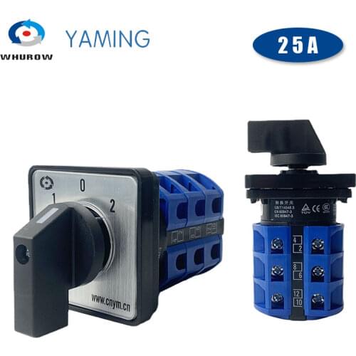 Electrical changeover switch 3 position 3 phase 25A silver contact rotary cam universal switch TUV approved