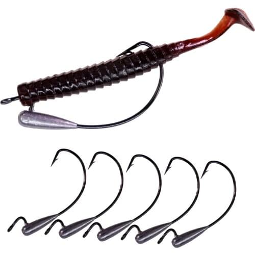 10pcs/Lot 1g 2g 3.5g Lead Jig Head Fishing Hooks for Soft Lure Bait Offset Hook with Weight 3/0# Carp Fishing Accessories