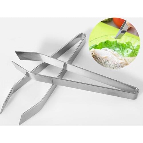 Stainless Steel Fishbone Pliers Restaurant Special Metal Fishbone Clip Kitchen Gadgets Plucker Clip Pliers