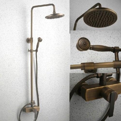 L15219 - Luxury Brass Rainfall Bath Set 8 Inch Overhead Shower Bronze Color Column