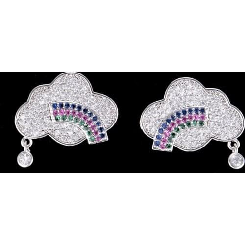 LARRAURI Trendy Personality Cloud Shape CZ Cubic Zirconia Earrings Fashion Jewelry Gold Silver Earrings For Women Accessories