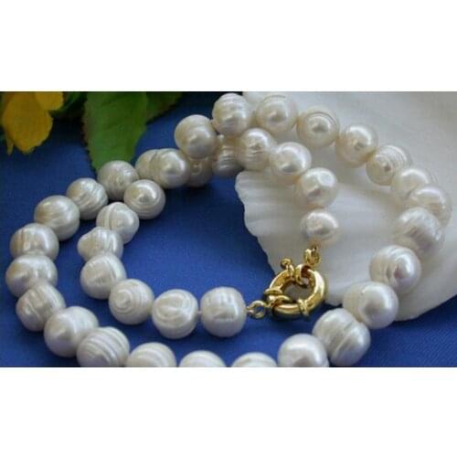 Natural 9-10MM White Akoya Cultured Pearl Necklace 18" AAA+R