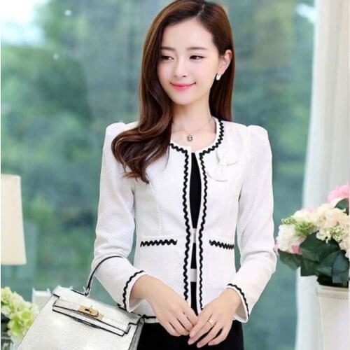 Autumn slim Womens short design long-sleeve cardigan white blazer female jacket Women Air Conditioned Coat femininos NS4058