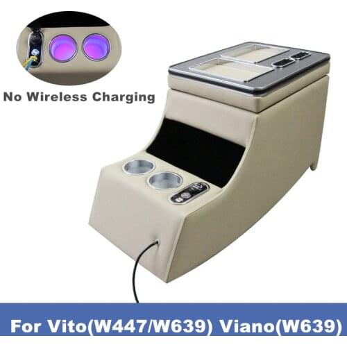 For Mercedes-Benz Viano Vito W639 2004-2014 USB LED Storage Armrest Box