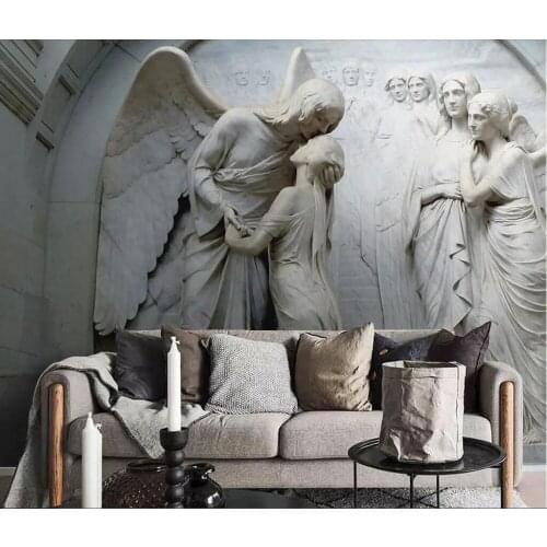 CJSIR Custom 3D Wallpaper Murals Classic European Angel 3D Embossed Non-woven Wallpaper Wall Painting Living Room Bedroom