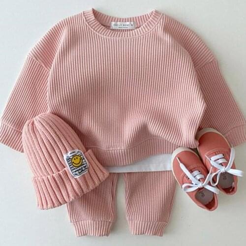 Newborn Baby Casual Two-piece Clothes Set Round Collar Soft Cotton Sweater+Elastic Waist Pants Fall Winter Toddler Fashion Suit