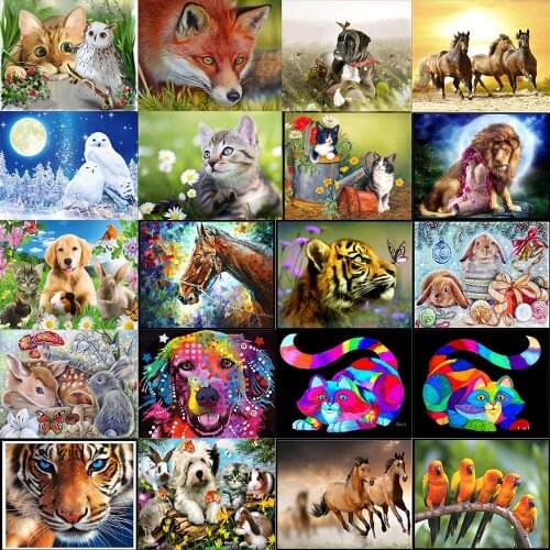Various Cute Animals 5D Diamond Painted Full Diamond Animal Round Diamond Mosaic Pattern Home Decoration DIY Handmade