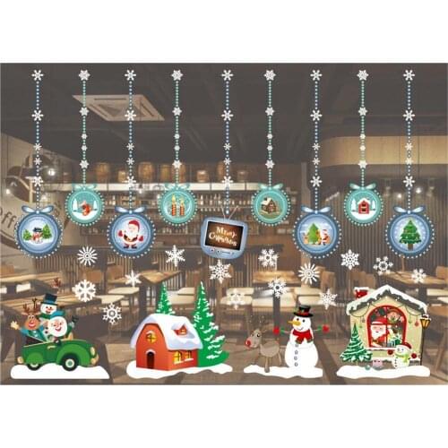 Christmas Decoration New Year 2022 Wall Window Glass Xmas Stickers Decal Patch Home Decor
