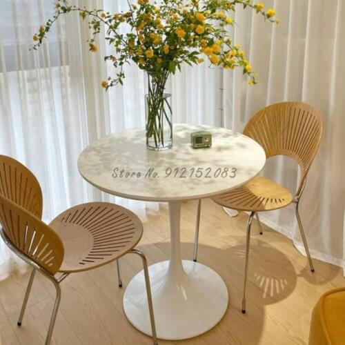 Nordic ins solid wood dining chair retro shell chair hollow creative sun chair ancient style home back makeup chair