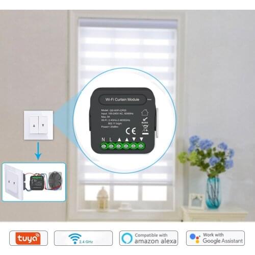 3A QS-WIFI-CP03 Tuya WiFi Smart Curtain Swtich Module Home Modification Device Sharing Timing Function APP Remotes Voice Control
