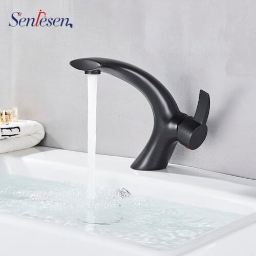 Senlesen Basin Faucet ORB Bathroom Mixer Tap Deck Mounted Basin Sink Faucet Hot and Cold Water