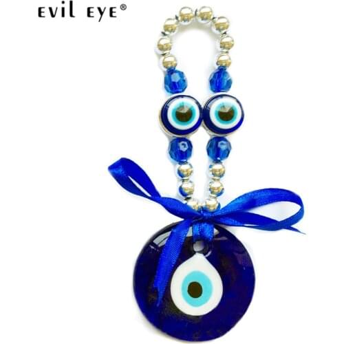 EVIL EYE Glass Blue Turkish Evil Eye Pendant Wall Hanging Crystal Beads Jewelry Decoration for Home Living Room Car LE621