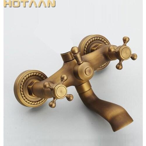 Bathroom Bath Wall Mounted Hand Held Antique Brass Shower Head Kit Shower Faucet Sets YT-5338-P