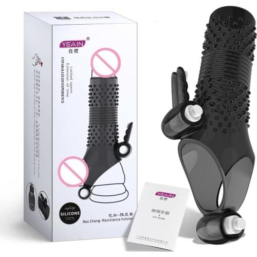 Vibration Large Size Rabbit Cock Ring Massage Reusable Penis Sleeve Girth Impotence Dick Enlargement Ring Adult Sex Toys For Men