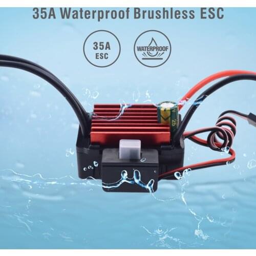 Surpass Hobby KK Waterproof 35A Brushless ESC 2-3S Electric Speed Controller for RC 1/16 1/14 RC Car 2838 2845 Brushless Motor