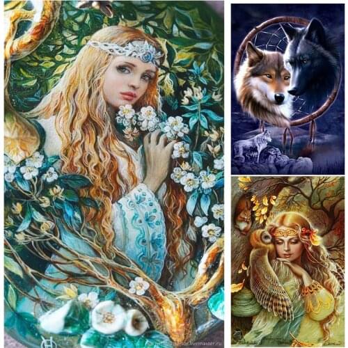 Wolves 5D diy Needlework embroidery pattern full animals girls resin mosaic diy diamond painting 3d cross stitch kits room decor