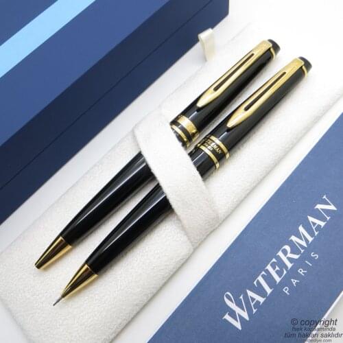 Waterman Expert Lacquered Black Gold Ballpoint Pen + Versatil Pen Set | İsme Special Pen | Gift Pen