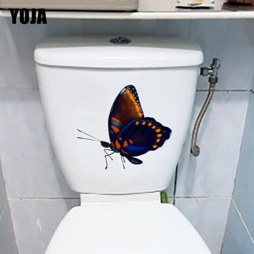 YOJA 21.7X19.2CM Blue Beautiful Butterfly Bathroom Toilet Decor Classic Home Wall Sticker T1-2118