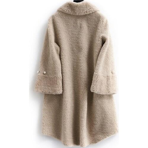 2020 Real Sheep Shearling Fur Coat Female 100% Wool Coats Winter Jacket Women Korean Long Jackets Chaqueta Mujer MY4127
