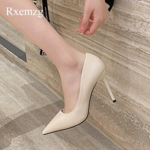 Rxemzg Summer Women Pumps Shallow Stiletto High Heels Pointed Toe Pumps Women Shoes Ladies Concise Fashion Party Shoes Apricot