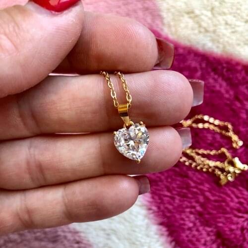 Goth Heart Necklace For Women Lovers Gold Stainless Steel Chain Chocker Female Pendant Necklace Cute Zircon Heart Jewlery 2021