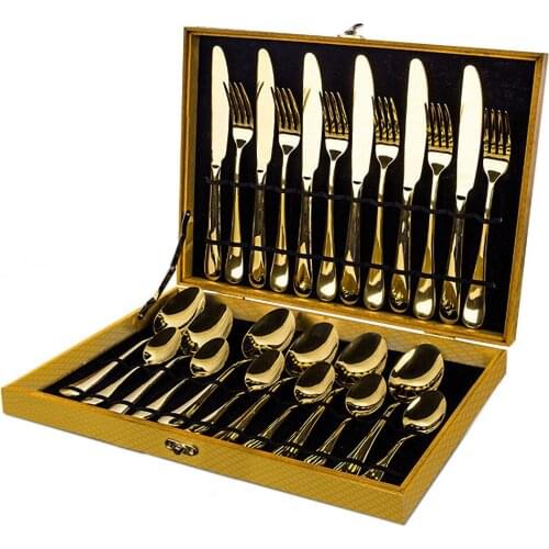 Gold Dinnerware Set Top Quality Stainless Steel Teaspoon Cutlery Set Gold Drop Shipping Dishes Set Dinnerware Cutlery Set QZK017