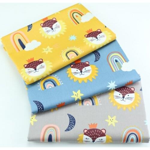 160cm*50cm ins cartoon crown lion baby kids Cotton Fabric Printed Cloth Sewing Quilting bedding apparel dress patchwork fabric