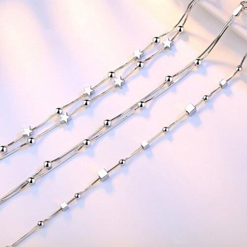 2021 New Fashion 925 Silver Bracelets for Women Jewelry High Quality Fashion Woman Bracelet Square Simple Bracelet Length 20CM