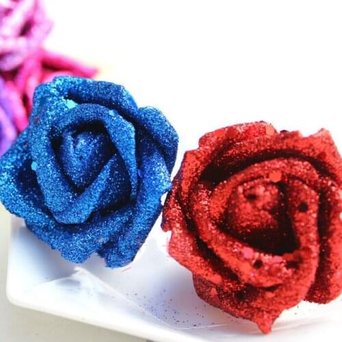 288PCS X Fabulous (5CM) Medium Size GLITTER FOAM ROSE Bunch ,wired stem ,WEDDING FLOWER,CRAFTS