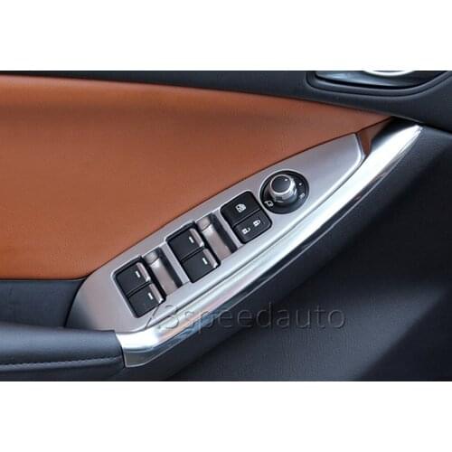 For MAZDA CX5 2012-2015 Door Armrest Window Switch Cover Trim 4pcs Chrome Car-styling