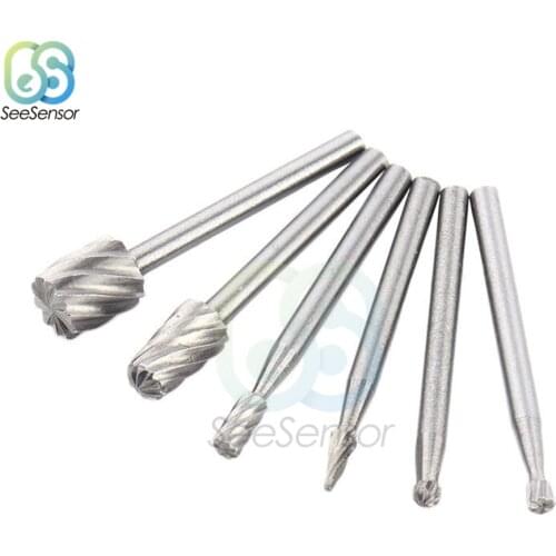 6Pcs/set HSS Dremel Rotary Tool Mini Drill Bits Burr Set Dremel Tools for Woodworking Carving Tools Kit Dremel Accessories